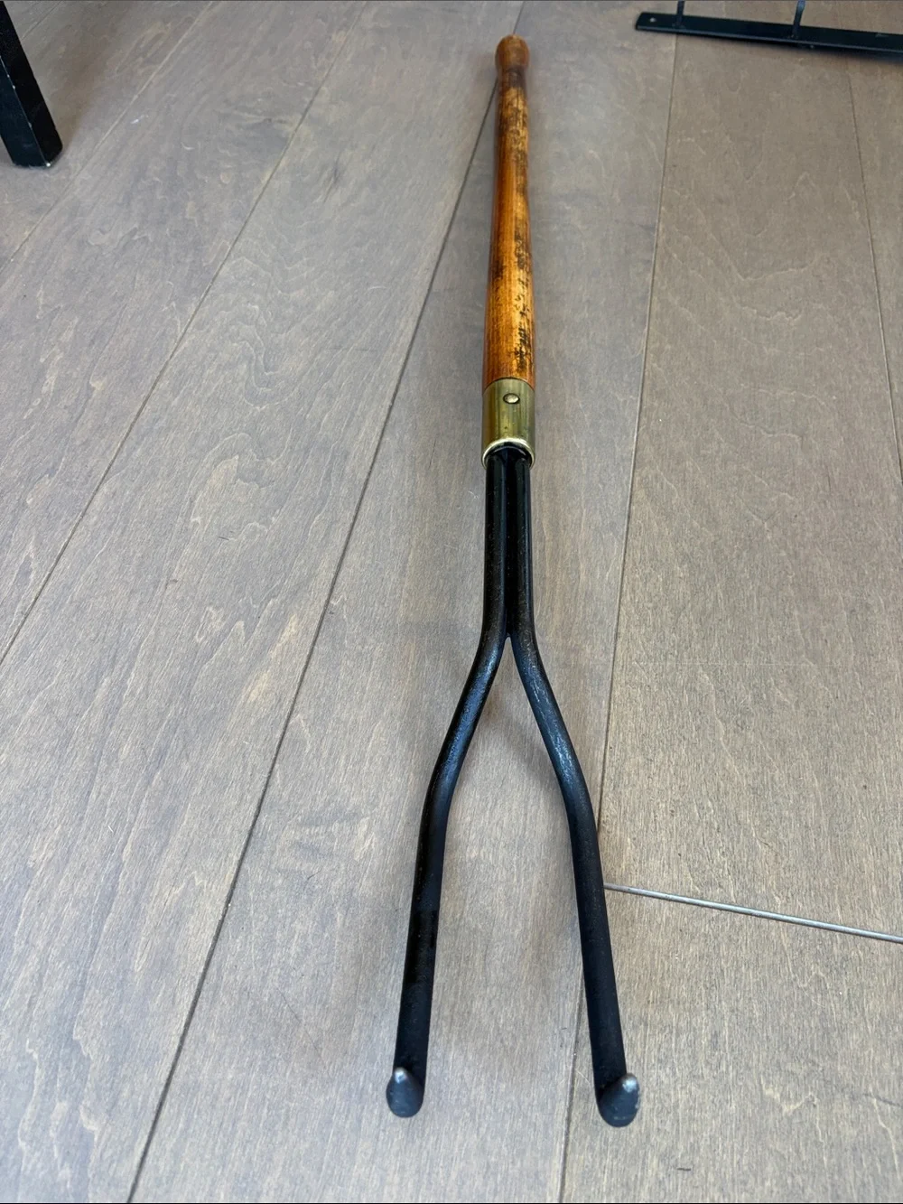 Three-Piece Fireplace Tool Set with Wooden Handles - Black & Brown